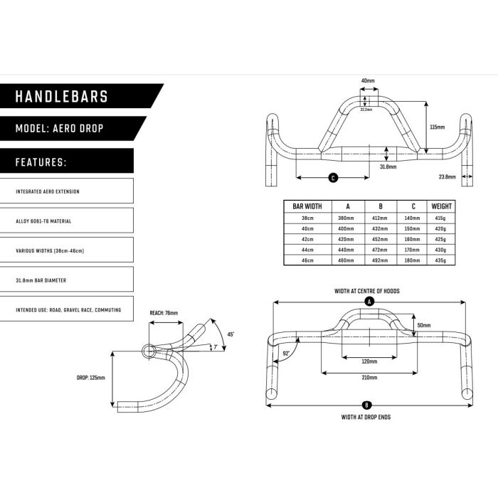 RIDEFARR Handlebar Farr Alloy Drop